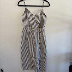 Abercrombie & Fitch Black and White Striped Midi Dress